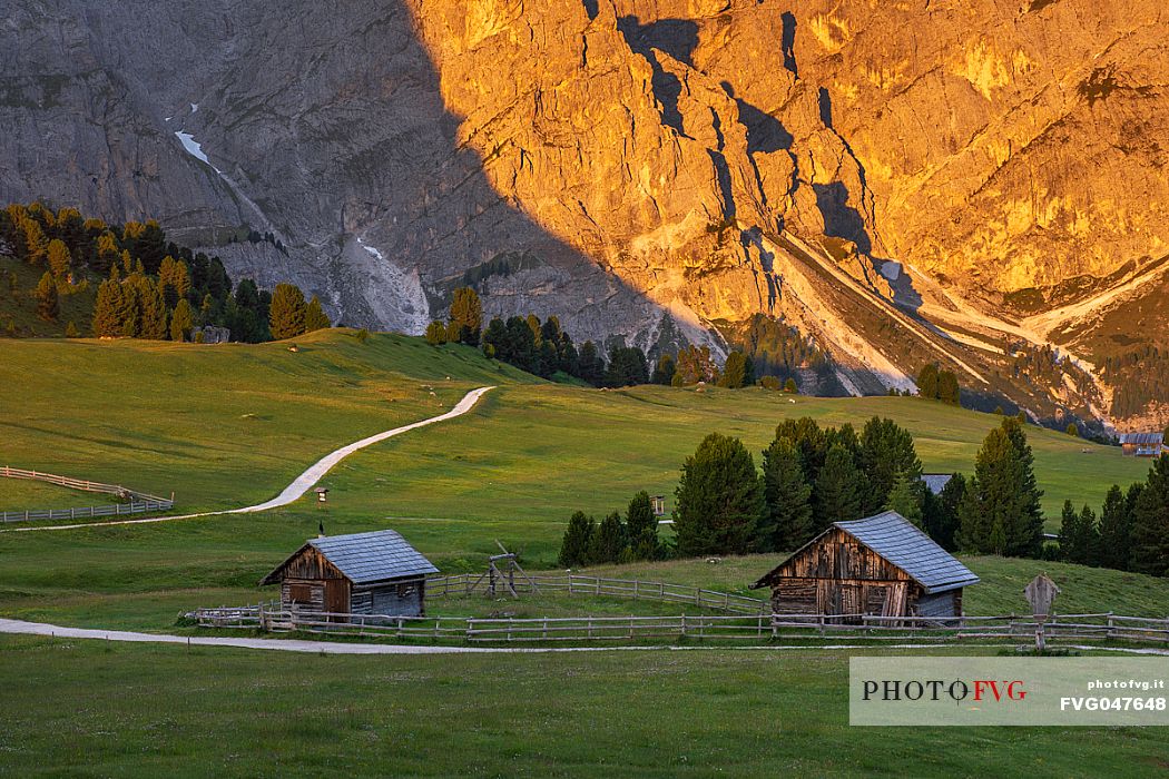 Erbe pass or Wrzjoch at sunrise, Badia valley, dolomites, South Tyro, italy, Europe